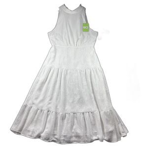 Sam Edelman Women NWT New High-Neck Tie-Back Midi Dress Boho White Size 14 G307